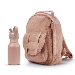 Backpack MINI & Vattenflaska Set - Pink Bouclé